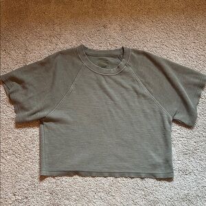 Aerie Sage Green Short Sleeve Crop Top